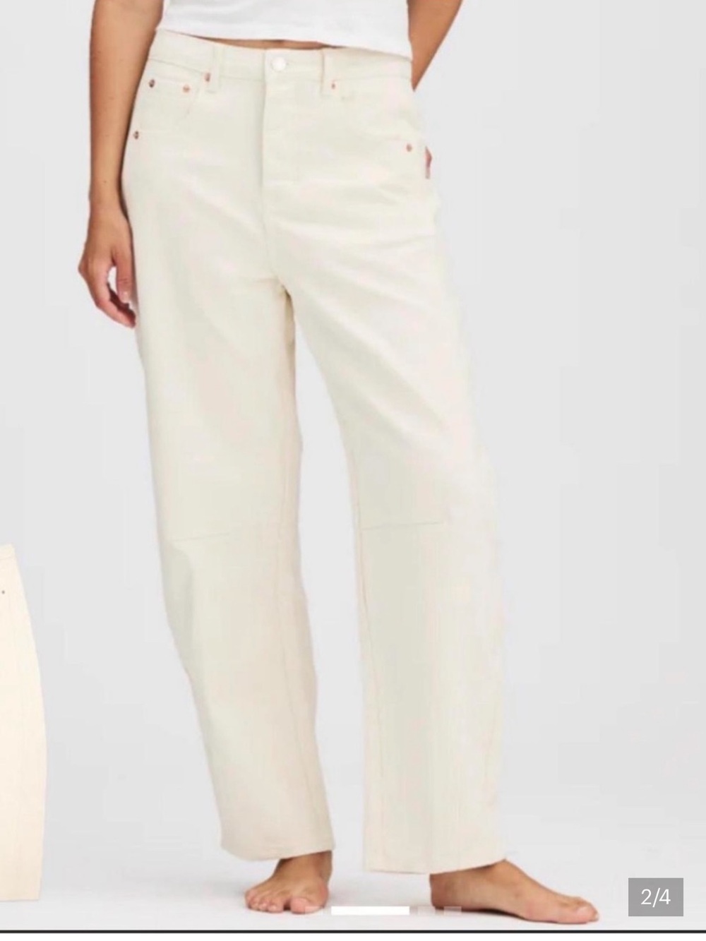 PARKE horseshoe barrel jeans in off white - Picture 2 of 5